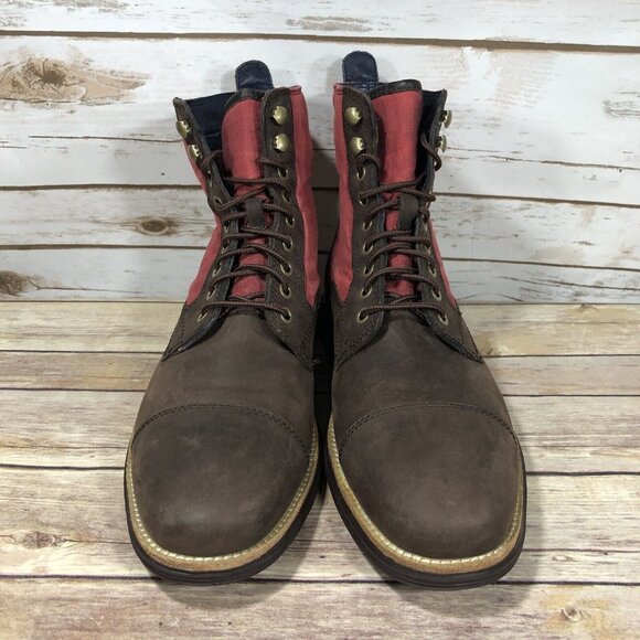 Cole Haan Grand Os Waterproof Canvas Boots Mens Size 10 C21692 Brown Red - Picture 4 of 11